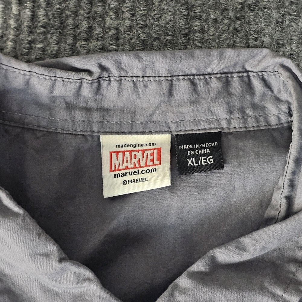 Marvel Punisher Shirt Mens XL Gray One Man Army Short Sleeve Button Front - Picture 4 of 11